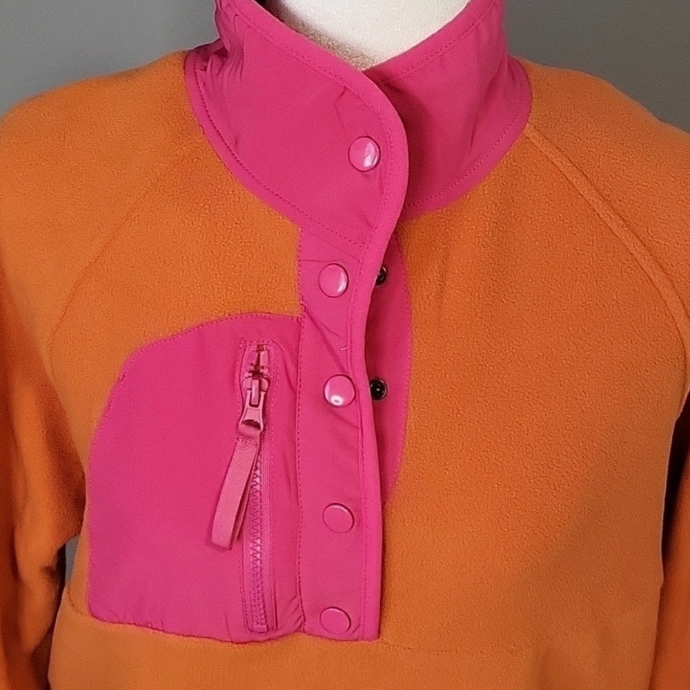 Hippie Rose Vibrant Fleece Jacket in Orange and Pink NWT